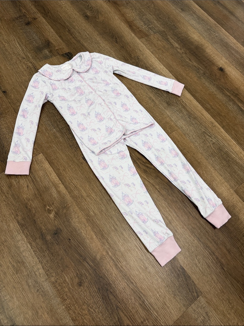 Cecil & Lou Girls 4T Princess Castle Pony Peter Pan Collar Pajama Set - Picture 6 of 9